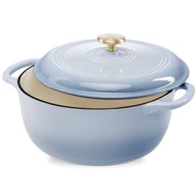 6 Quart Large Baby Blue Enamel Cast-Iron