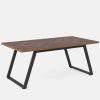 Rectangle Dining Table Brown Wood Top Black Metal Frame