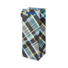 Blue & Gold Plaid 1.5 L Bottle Bag by Cakewalk