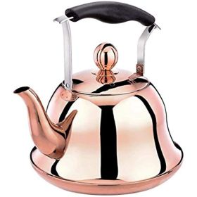 Rose Gold Stainless Steel Kettle; Streamlined Spout; Anti-scalding Handle