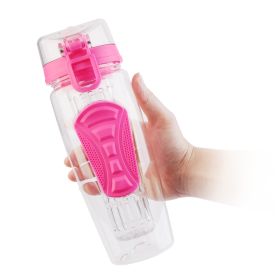 Fruit Infuser Water Bottle 32OZ  w/ Flip Top Lid Anti-Slip Grips