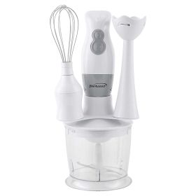 Hand Blender and Food Processor with Balloon Whisk (White)