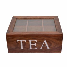 Wooden Rectangular Tea Storage Chest Box with 6 Compartments