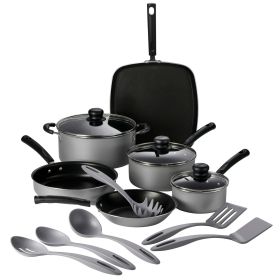 15 Pc Cookware Set Silver Aluminum Nonstick