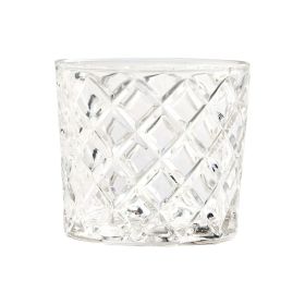 Clear Diamond-Cut Glass Old Fashioned Whiskey Glass Tumbler, 4 Pack