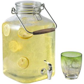 Clear 2 Gallon Glass Beverage Dispenser with Glass Clamp Lid