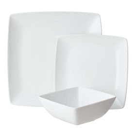 Loden White Square Porcelain 12-Piece Dinnerware Set