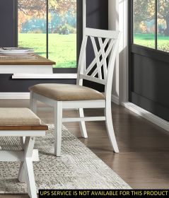 Modern Style White and Oak Finish Side Chairs 2pc Set