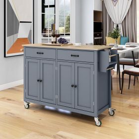 Kitchen Island Cart with Solid Wood Top and Locking Wheels