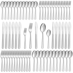 Bestdin Silverware Set for 12, 60 Pieces Stainless Steel Flatware Set