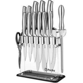 High Carbon Stainless Steel Kitchen Knife Set 14 Pieces Super Sharp- Silver