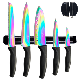 Sili Slick Kitchen Knife Set, Titanium Coated Stainless Steel Colorful Blades