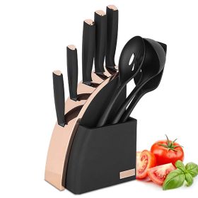 9-Pieces Sharp Stainless Steel Chef Knife Set with Block for Kitchen