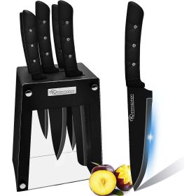 6 Pieces Black Stainless Steel Sharp Chef Knife with Acrylic Stand