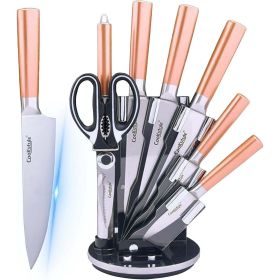 8-Piece Rose Gold Ultra Sharp Stainless Steel Knife Block Set