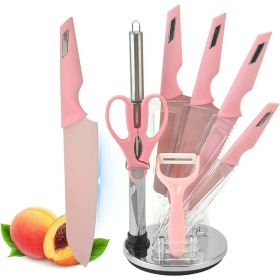 8-Pieces Pink Ultra Sharp Cooking Knife Set with Acrylic Stand