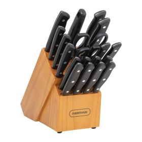 Farberware Stamped 20 Piece Triple Rivet Kitchen Knife Set with Block Black