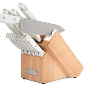 Farberware 14-Piece Forged Triple Rivet Kitchen Knife Set with Block White