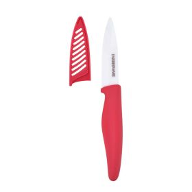 Farberware Professional 3-inch Ceramic Paring Kitchen Knife with Red Blade Cover