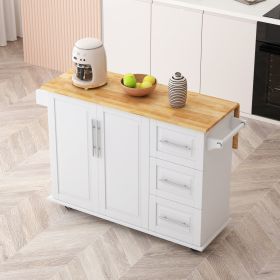 Kitchen Island Cart with 2 Door Cabinet and Three Drawers