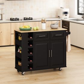 Multi-Functional Kitchen Island Cart with 2 Door Cabinet