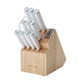 Japanese Steel 12-Piece Knife Block Set with Built-in Knife Sharpener