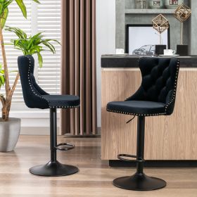 A&A Furniture, Swivel Velvet Barstools Adjusatble Seat