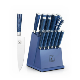 imarku | 16-Piece Kitchen Knife Set with Block - Blue