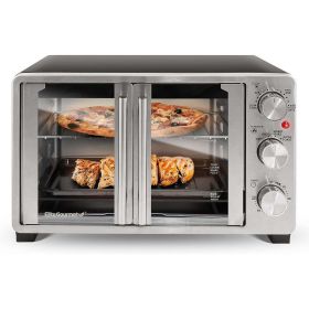 New Double French Door Toaster Oven fits 12" Pizza, Stainless Steel