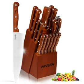 VAVSEA Knife Block Set, 16 Pieces Kitchen Knife Set with Block