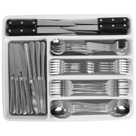 49-Piece Silver Flatware Set with Steak Knives and Dinner Forks