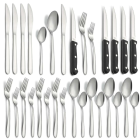 Best din 24 Pieces Silverware Set, with Steak Knives Service for 4