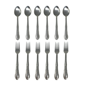 12 Pieces Stainless Steel Forks and Spoons Flatware Tableware Set Kitchen