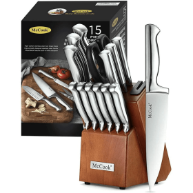 McCook MC29 15-Piece Kitchen Cutlery Knife Block Set