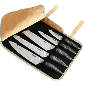 Stonewashed Steel Ultra Sharp Japanese Chef knives with Roll Bag and Sheaths