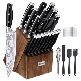 23 Pcs Kitchen Knife Set with Block, Full-Tang Design