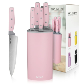 Hecef Kitchen Knife Block Set with Universal Knife Block Holder