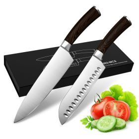 Professional 8" Kitchen Chef Knife and Santoku Cutter