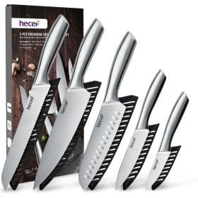 Hecef 5 PCS High Carbon Stainless Steel Kitchen Knife Set