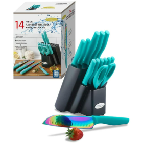 14PC Rainbow Kitchen Knife Block Set