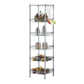 Concise 6 Layers Carbon Steel & PP Storage Rack Silver