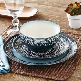 Teal Medallion Stoneware Dinnerware Set