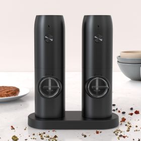 2pcs Electric Salt and Pepper Grinder Set- Black