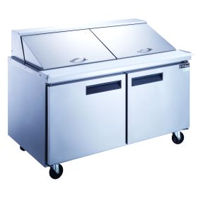 Commercial 2-Door Refrigerated Sandwich Salad Food Prep Table in Stainless Steel