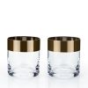 Irving Crystal Bronze-Rim Rocks Glasses Viski