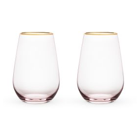 Rose Crystal Stemless Wine Glass Set by Twine