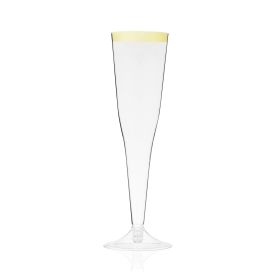 Plastic Gold-Rimmed Champagne Flutes by True