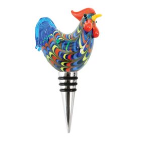 Rooster Glass Bottle Stopper Twine