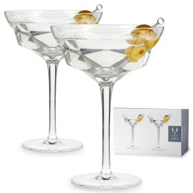 Seneca Faceted Crystal Martini Glasses Viski