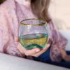 Aqua Bubble Stemless Wine Glass Set by Twine